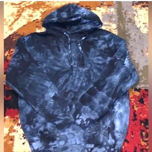 Colortone Black And Blueish Tie Dye Hooded Sweatshirt. Sz Small. Very Pretty